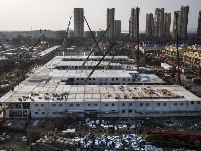 Wuhan’s Huoshenshan hospital opened in early February. when cases of the virus were already at 7000. Picture: Getty Images