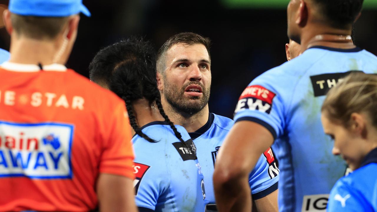 James Tedesco was spared a moment with the ravenous Queensland crowd after Game 3. Picture: Adam Head