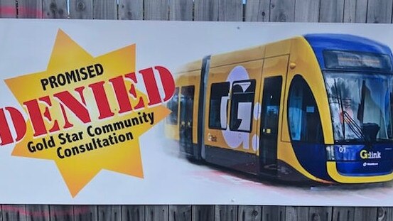 Anti-light rail posters are popping up along the Gold Coast Highway. Picture: Facebook/STAR