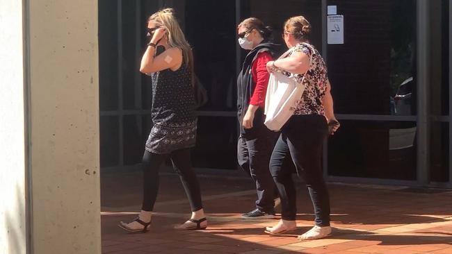 Renee Plummer (pictured centre) leaving Campbelltown Court on Monday