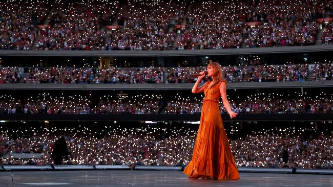 Swift performs 45 songs during her show, so if your child’s attention span doesn’t extend much past an episode of Bluey, you might be in trouble. Picture: Getty