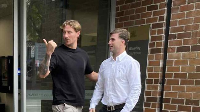 William Lunn and Jye Geaney outside Waverley Local Court. Image Hannah Farrow