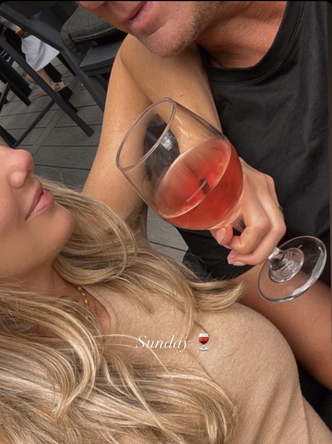 Catie O'Neill soft-launched her new beau alongside a glass of rose. Picture: Instagram