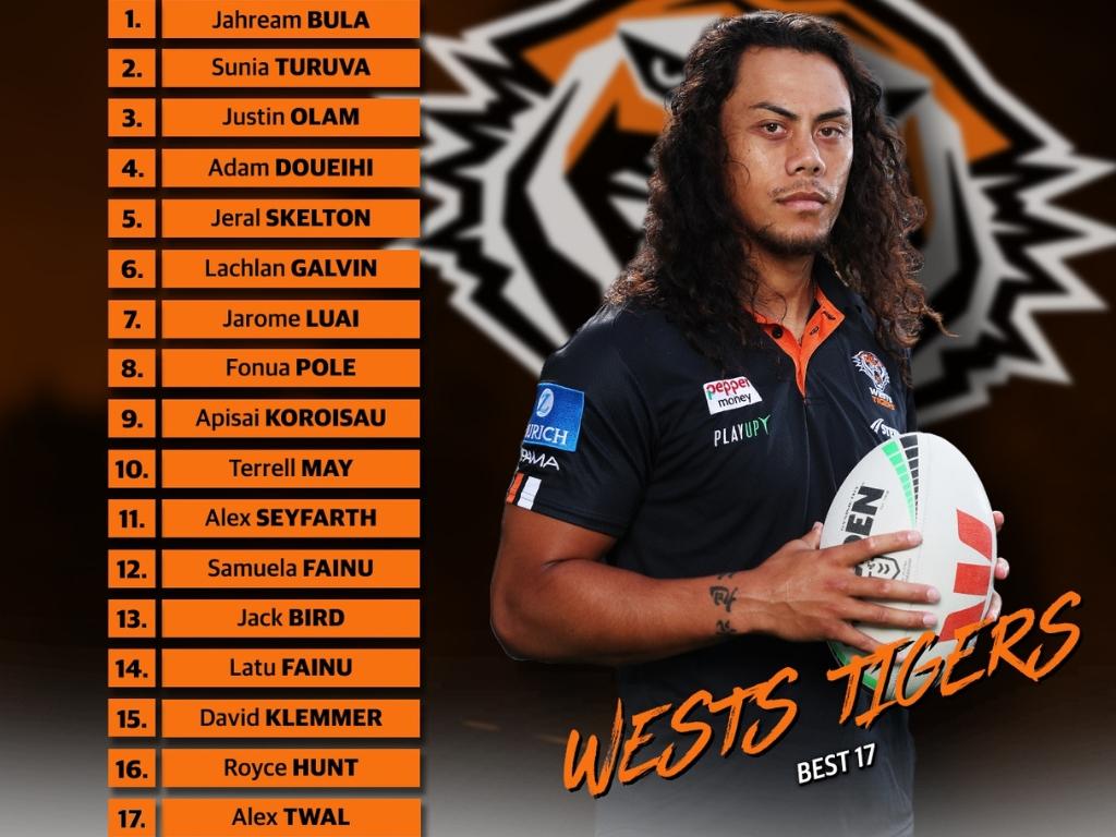 Wests Tigers' best 17 in 2025.