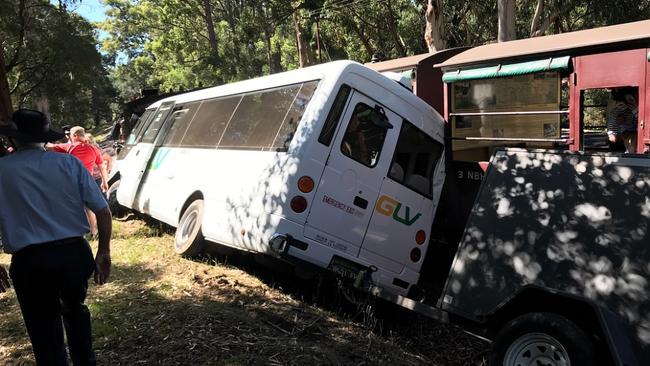 The minibus that collided with Puffing Billy. Picture: Instagram/@firdauswong