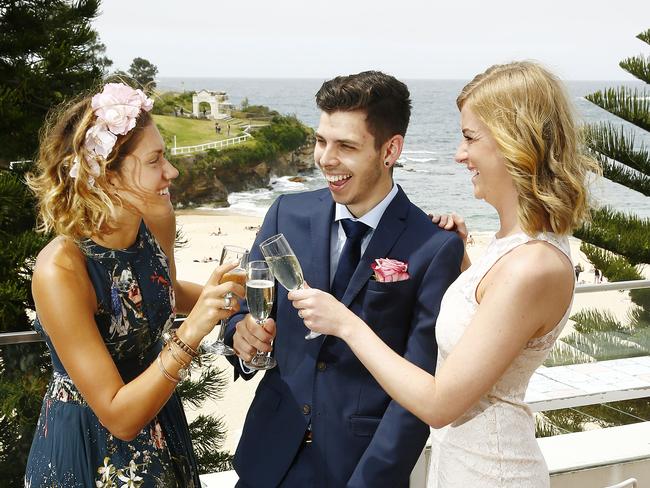 Bailey Oberg, Peter Bassett and Laura Albury enjoying Melbourne Cup day on the Roof at Coogee Pavilion. Picture: John Appleyard