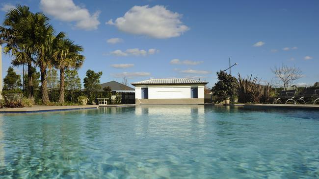 The pool at a gated retirement community near Sydney. ‘Older citizens who live in valuable properties may not feel much richer but those unable to buy a home at all certainly feel poorer.’