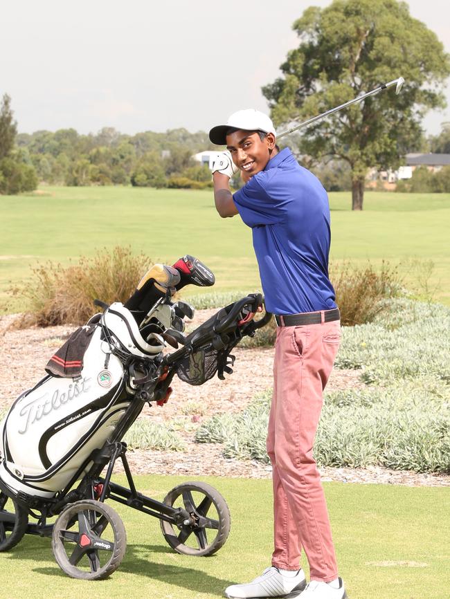 Jeshurun Pillay practises at Stonecutter’s Ridge Golf Club.