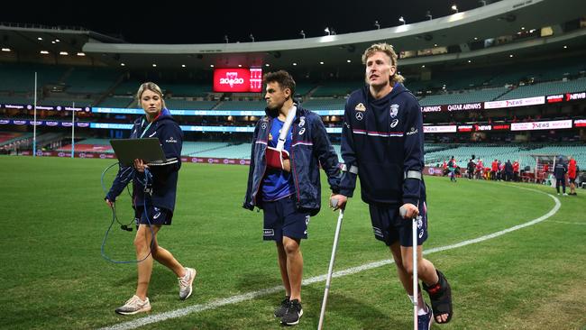 Sam Lloyd and Aaron Naughton face significant stints on the sidelines. Picture: AAP Image/Brendon Thorne