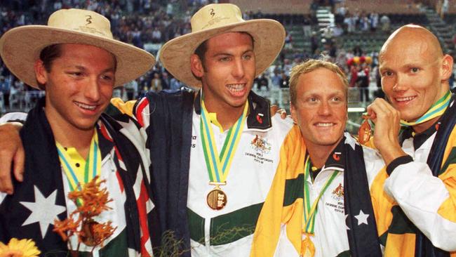 Ian Thorpe, Grant Hackett, Daniel Kowalski and Michael Klim at the 1998 KL games.