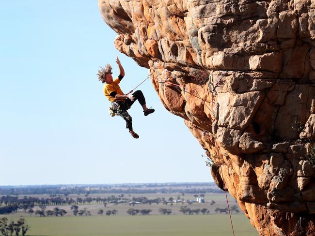 26/06/2019 Climber John Fischer on Castle Crag at Mt Arapiles Victoria. Picture: David Geraghty / The Australian.
