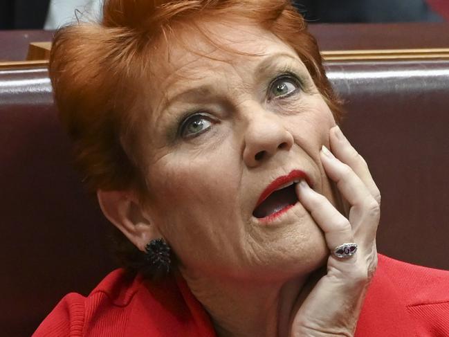 CANBERRA, AUSTRALIA - NewsWire Photos September 27, 2022: Senator Pauline Hanson during Question Time at Parliament House in Canberra. Picture: NCA NewsWire / Martin Ollman