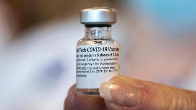 A bottle of Pfizer-BioNtech Covid-19 vaccine.