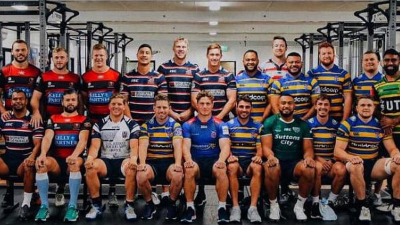 The 2019 Waratahs in their Shute Shield kits.