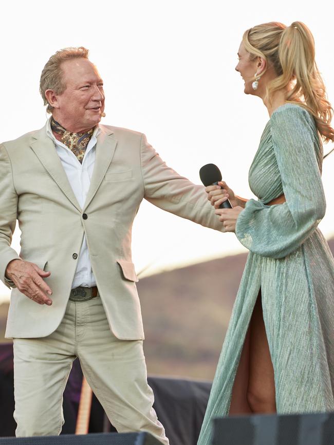 Andrew Forrest on stage at the 20th anniversary party.