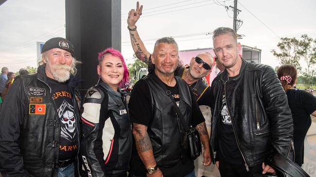 Hairy Hertits, Kim, H, Steve and Chad joined Darwin's motorbike community at the NT Motorcycle Centre to raise money and awareness for the Salvation Army's annual Christmas Toy Ride. Picture: Pema Tamang Pakhrin