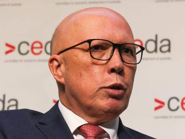 SYDNEY, AUSTRALIA : NewsWire Photos - SEPTEMBER 23 2024; Opposition Leader Peter Dutton addresses a CEDA lunch on nuclear policy: A Nuclear Powered Australia - could it work? in Sydney today. Picture: NewsWire / Gaye Gerard