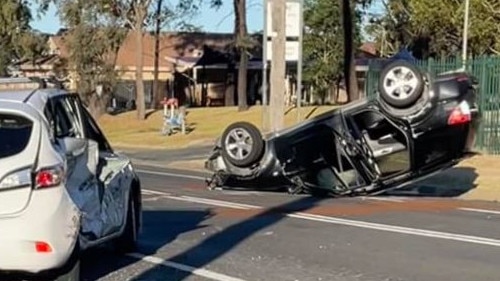 Two teens have smashed and flipped a stolen car after a joy ride in Nowra.