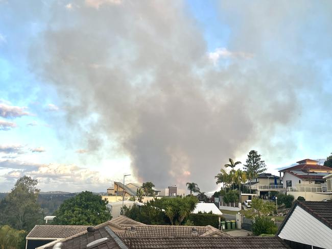 Smoke from the fire was visible for many miles from the scene. Picture: Glenn Hampson.