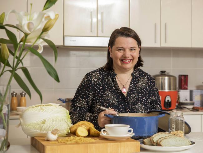 Serina Bird makes soup at home in Canberra. Picture: Sean Davey