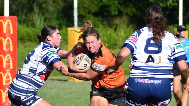 The Herbert River Crushers Women’s team drew 20-20 with Townsville Brothers in a hard-fought contest in Ingham on Saturday. Picture: Cameron Bates