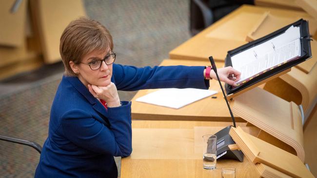 Scotland's First Minister, Nicola Sturgeon, in the Scottish parliament in Edinburgh on Tuesday. Picture: AFP