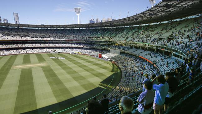 The cricket crowd was capped at 30,000 for each day of the Test. Picture: David Caird