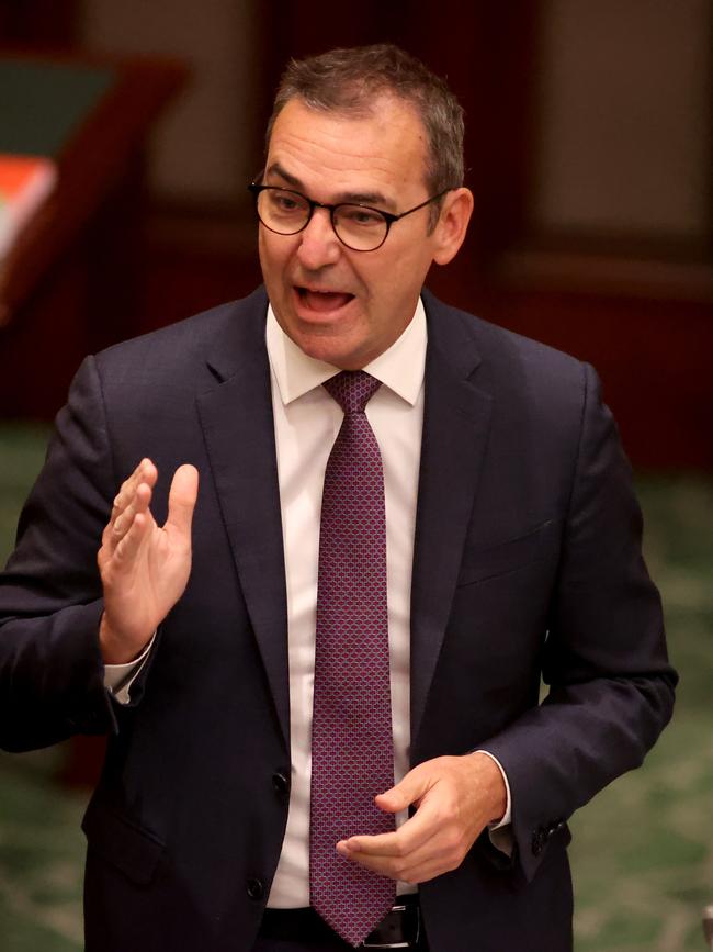 Premier Steven Marshall during Question time. Picture: NCA NewsWire / Kelly Barnes