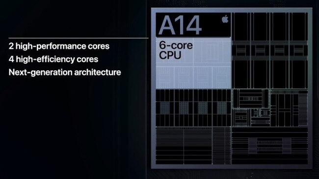 Apple A14 Bionic chip used by iPhone 12 models.