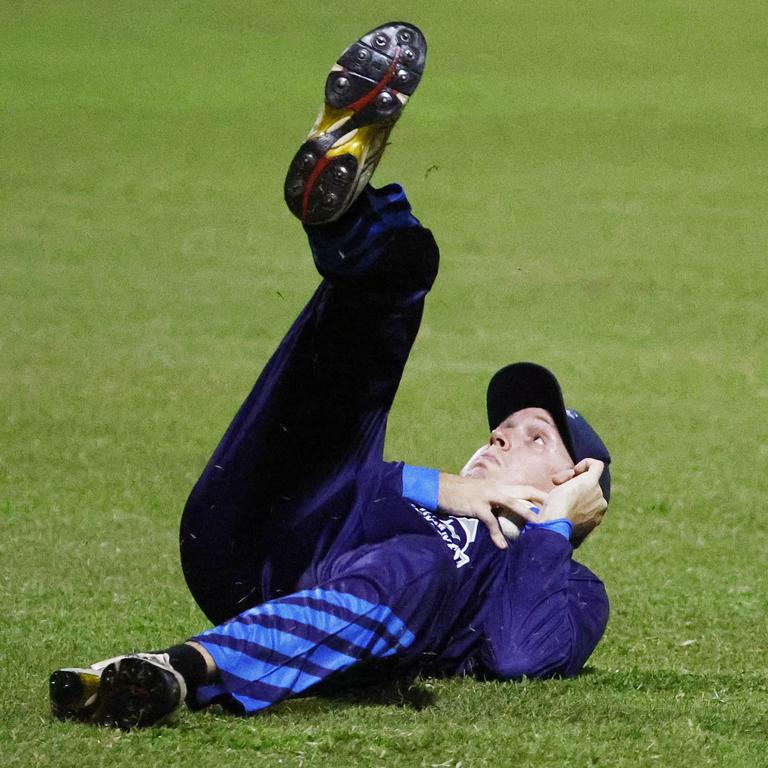 Blake Raper catches a Brenton Edwards ball in the outfield in the first Barrier Reef Big Bash T20 cricket match of the 2023 season, held between the Halpins Hurrincanes and the Designer Homes Dare Devils at Griffiths Park, Manunda. Picture: Brendan Radke