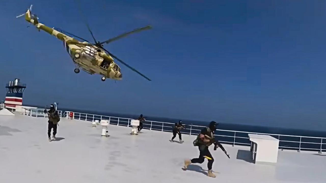 Yemen's Houthis rebels have released a video showing armed men seizing a cargo ship in the southern Red Sea.