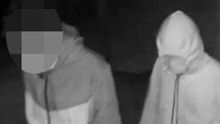 Images of CCTV footage showing teenagers outside a Gilston home.