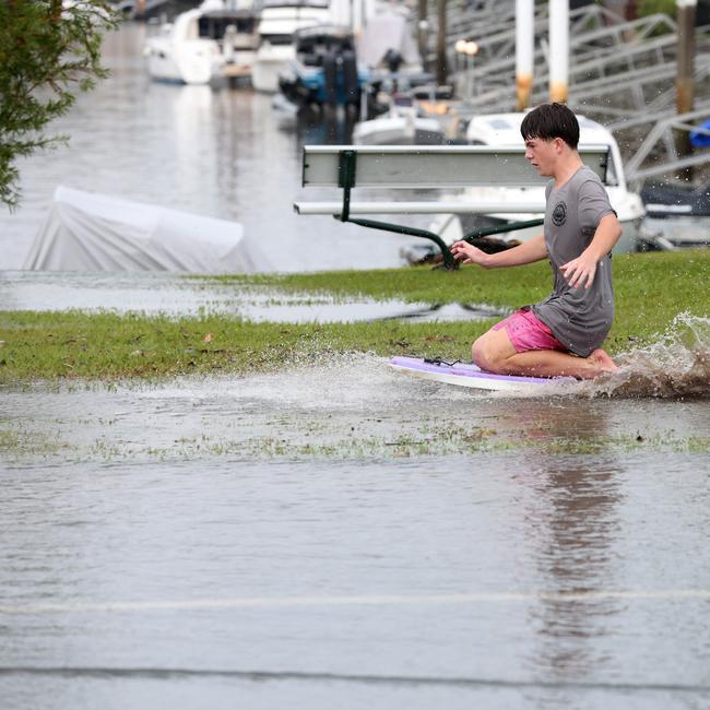 Kids make the most of the conditions.
