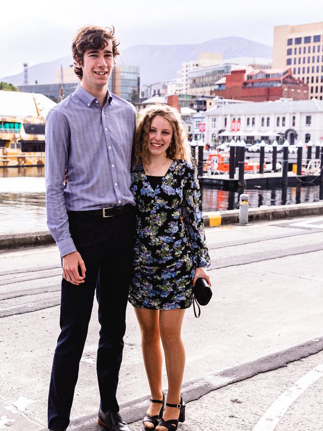 Hobart College leavers dinner 2022 Joshua Clement and Aemilia Smith. Picture: Linda Higginson