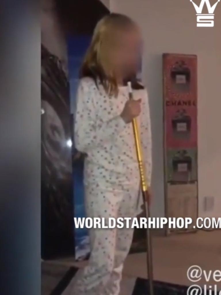 Disturbing vision of Lil Tay smoking a hookah.