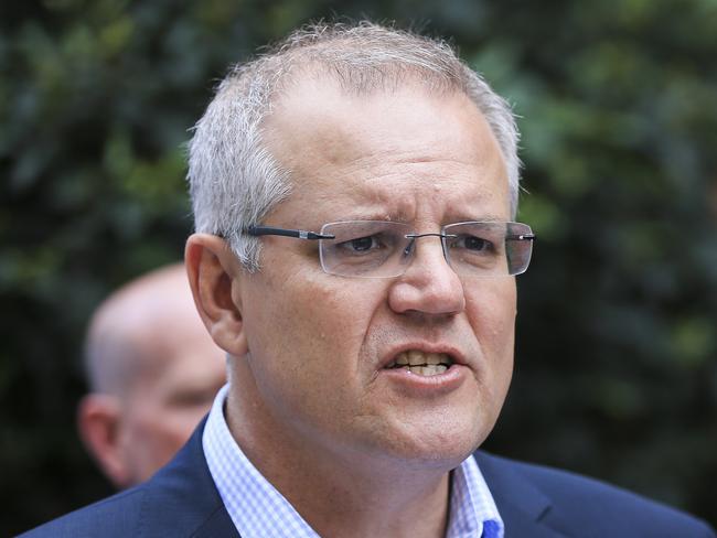 Prime Minister Scott Morrison after visiting Tech2 with the Hon. Darren Chester MP to meet with military veterans working with the company.  Picture Dylan Robinson