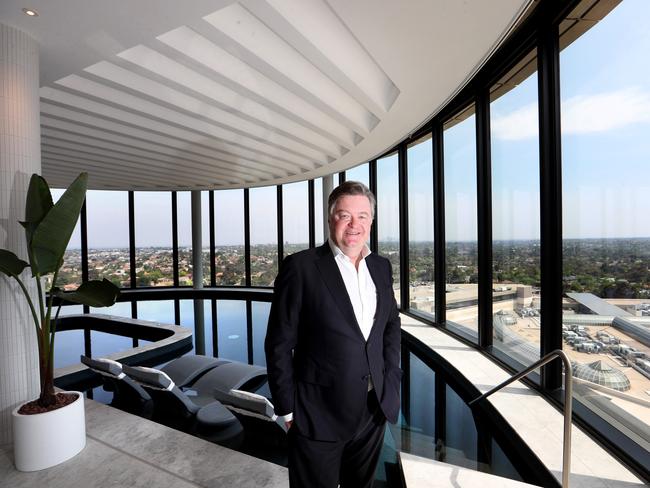 31/10/2019  Vicinity centres CEO Grant Kelley at the pool deck of the new Chadstone hotel at Chadstone shopping centre.Picture: David Geraghty, The Australian.