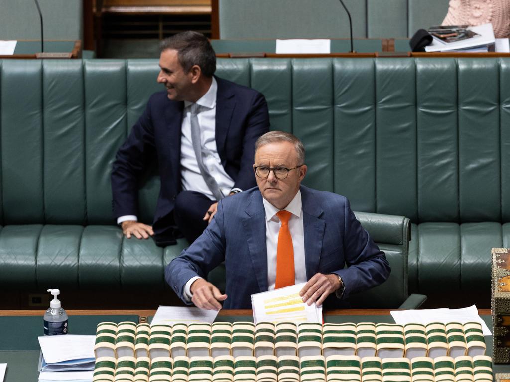 Prime Minister Anthony Albanese and Treasurer Jim Chalmers faced questions about the modelling from the Coalition. Picture: NCA NewsWire / Gary Ramage