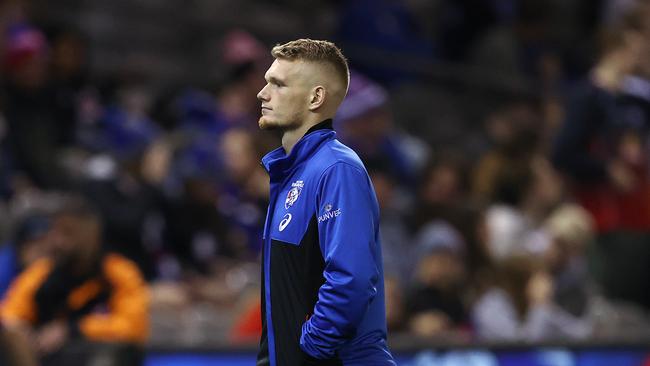 Treloar after being subbed out with an ankle injury. Picture: Michael Klein