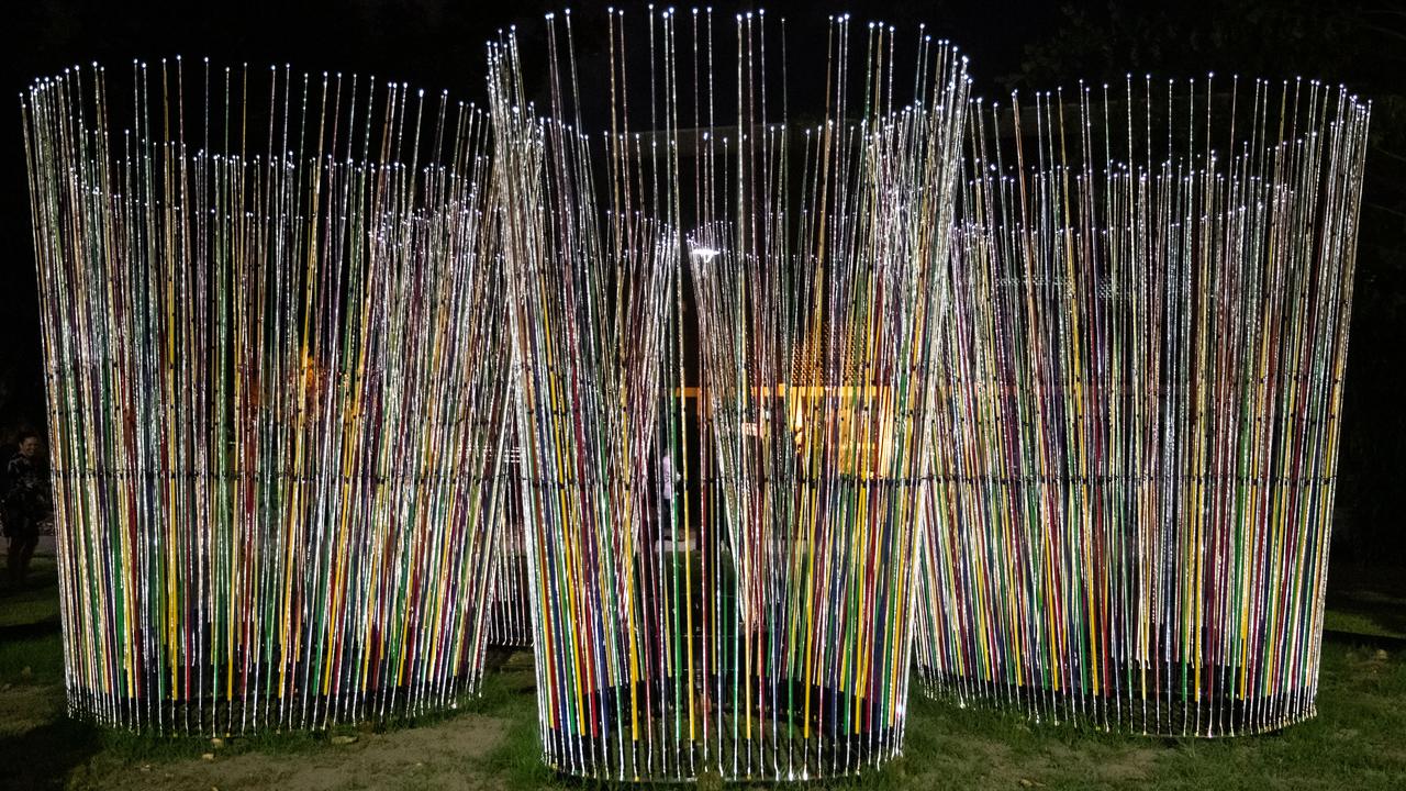 The illuminated sculpture, ‘Telegraph Rose’. Picture: Tourism NT