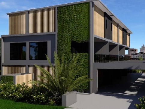 Artists impressions of a set of townhouses proposed for 6 Orama Ave, Caloundra. Photo: Icon Building Design