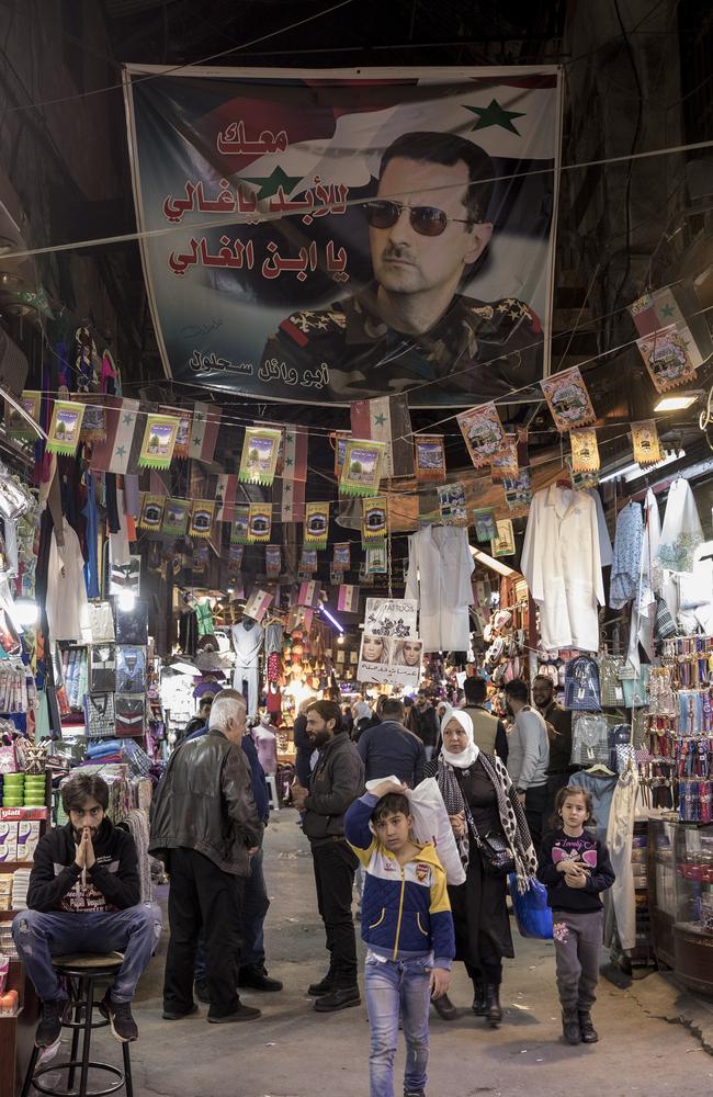 Shoppers and vendors at Al-Hamidiyah Souq in Damascus, Syria. Picture: Ella Pellegrini 