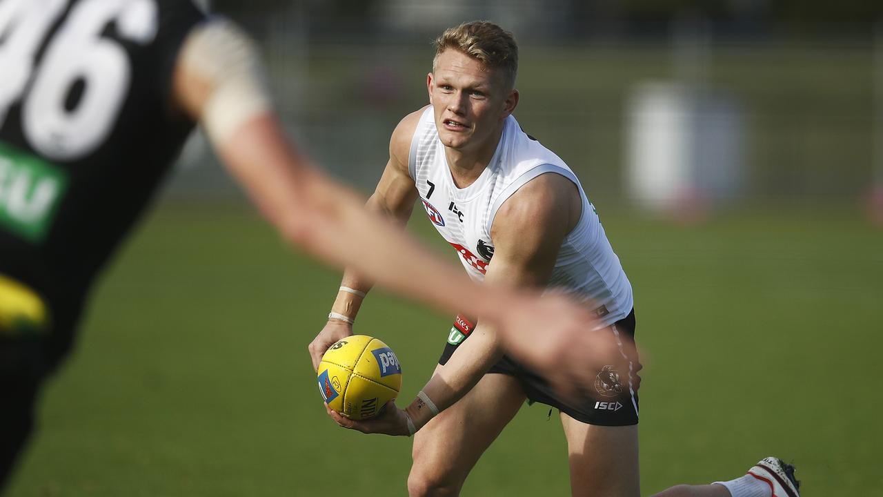 Collingwood star Adam Treloar posted a KFC SuperCoach ton in his first game since Round 10 against the Suns. Picture: Daniel Pockett/Getty Images