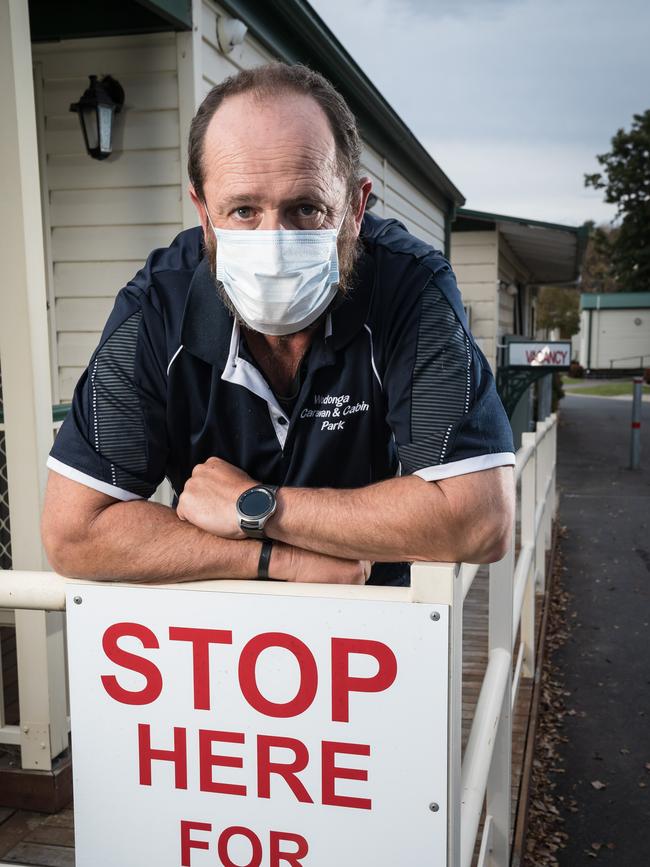 Wodonga caravan and cabin park operator Corey Goldie. Picture: Simon Dallinger