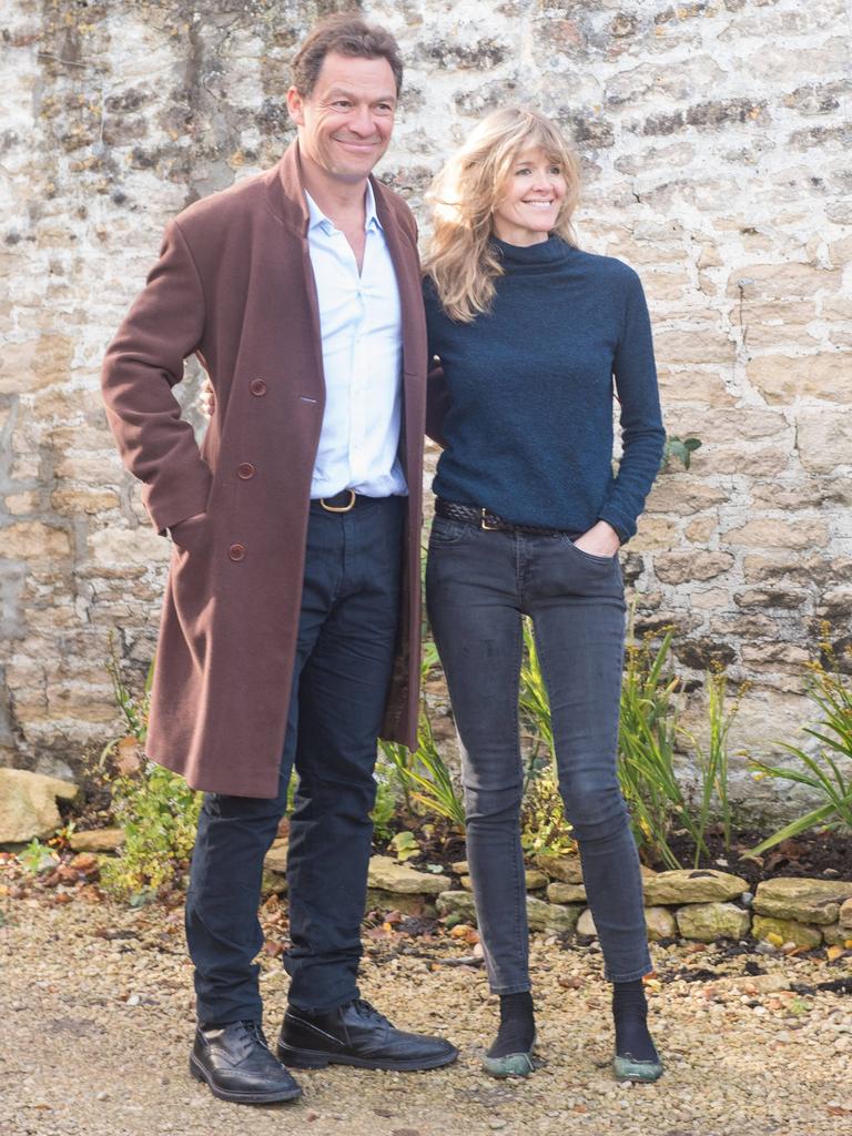 Dominic West and his wife Catherine FitzGerald made a statement to press outside their Cotswolds home only a day after the story broke. Picture: