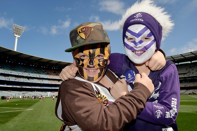 Charlie 8 from Thomastown and Thomas 8 from Perth. at the AFL Grand Final at the MCG. Picture: Nicole Garmston