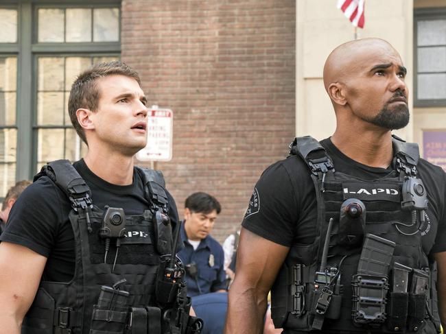 Pumped: Alex Russell and Shemar Moore in a scene from S.W.A.T. Picture: Foxtel