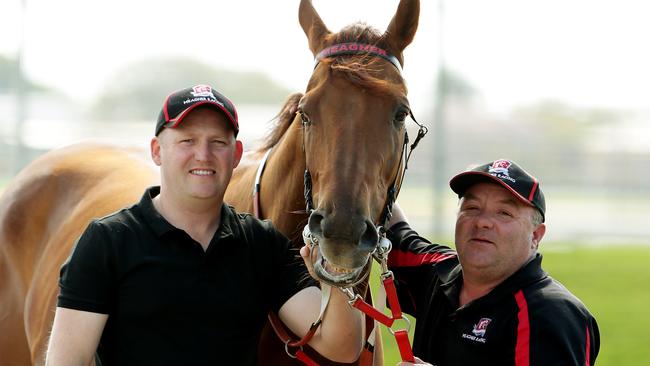 Dan Meagher (left) has been building his Pakenham stable with the help of his brother Chris. Picture: Mark Calleja