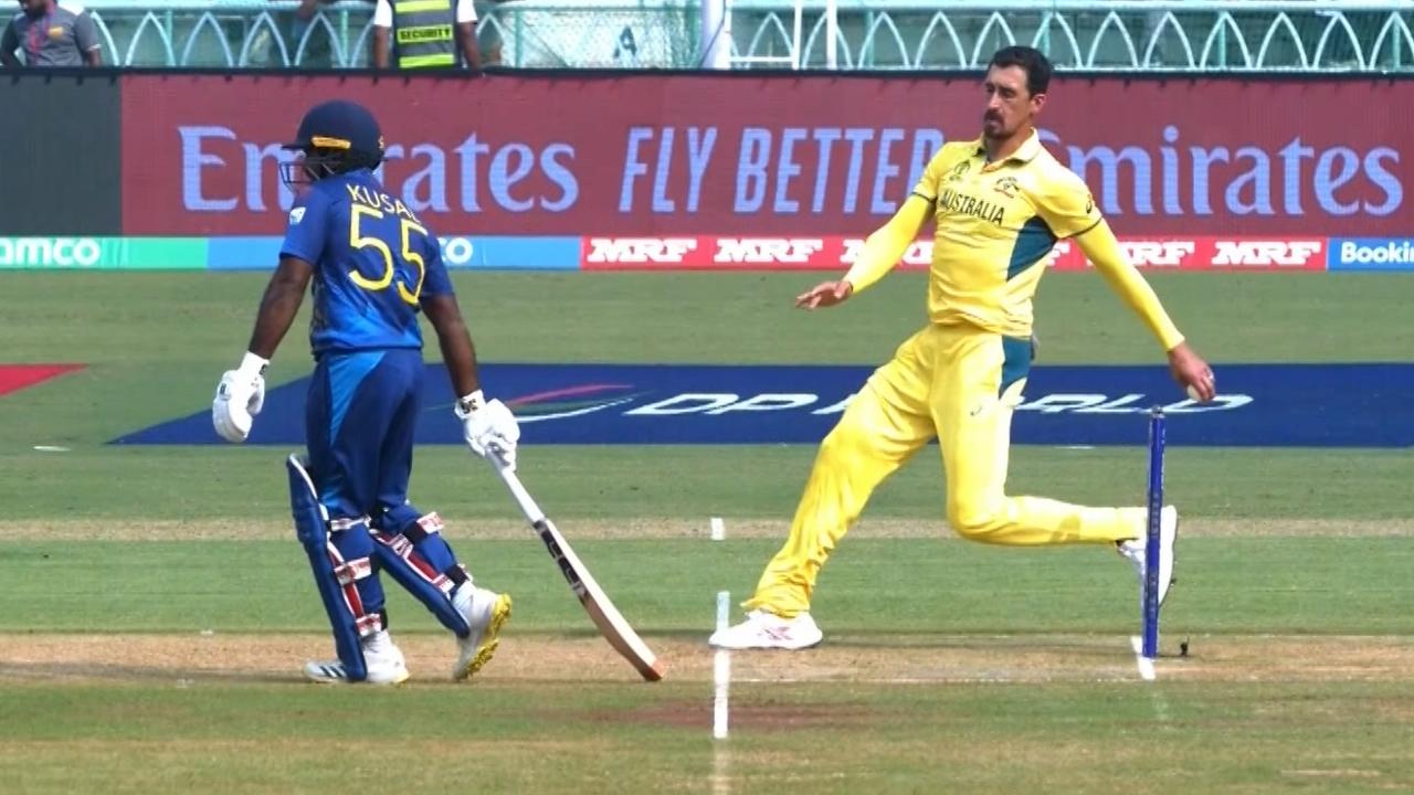 Starc sent Perera an early warning, stopping in his bowling stride.