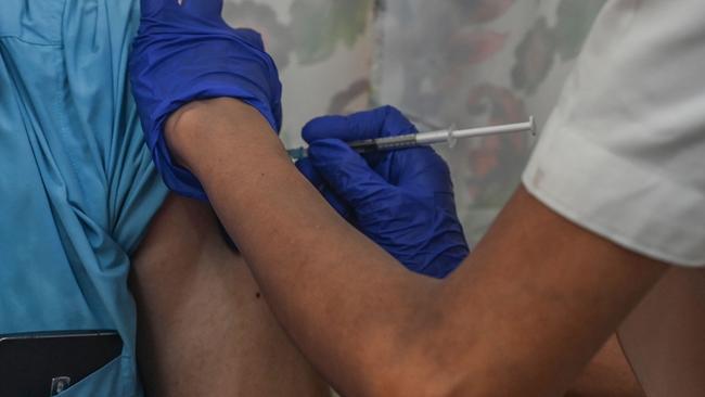 A man is vaccinated at the Saifee Hospital, Mumbai. Ptcture: AFP